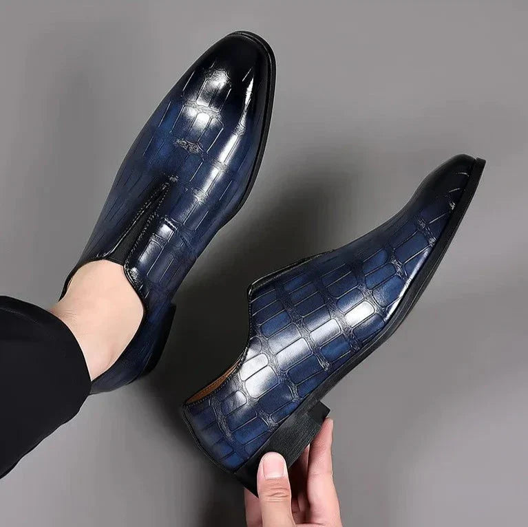 Noah - Stylish Stone Pattern Slip-on Leather Loafers