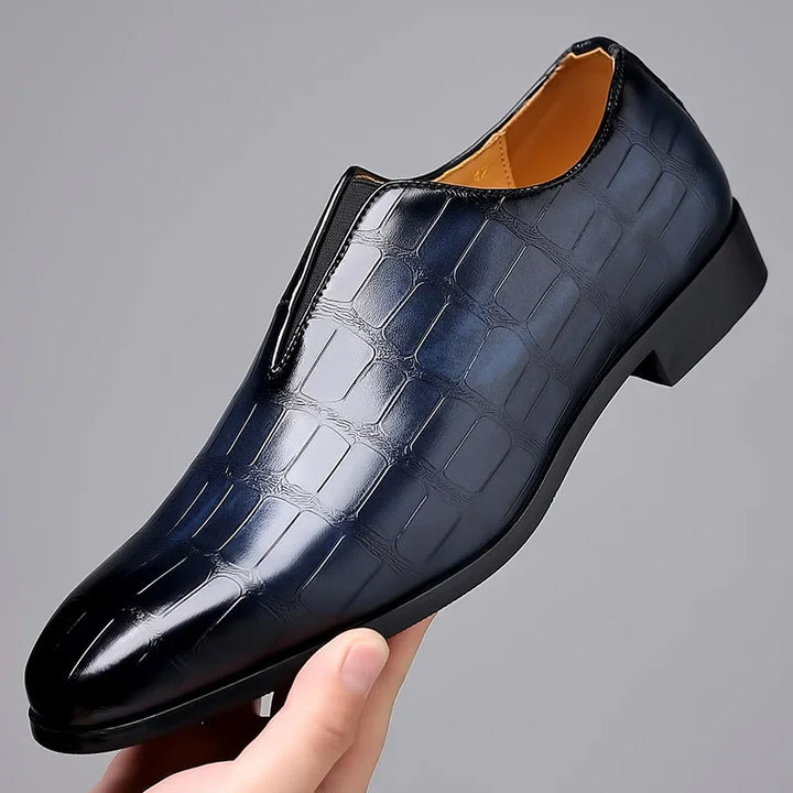 Noah - Stylish Stone Pattern Slip-on Leather Loafers