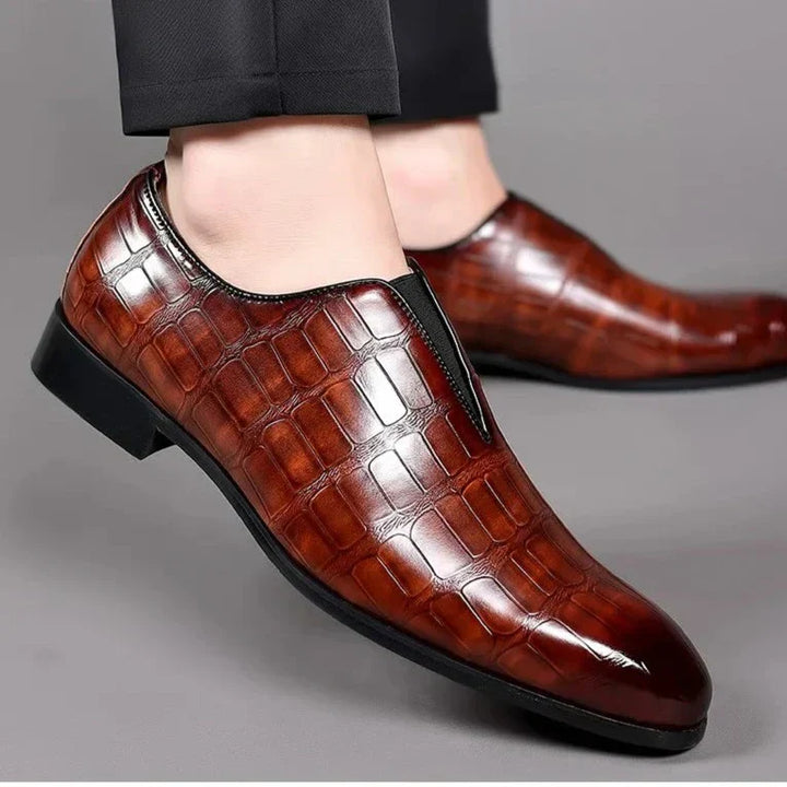 Noah - Stylish Stone Pattern Slip-on Leather Loafers