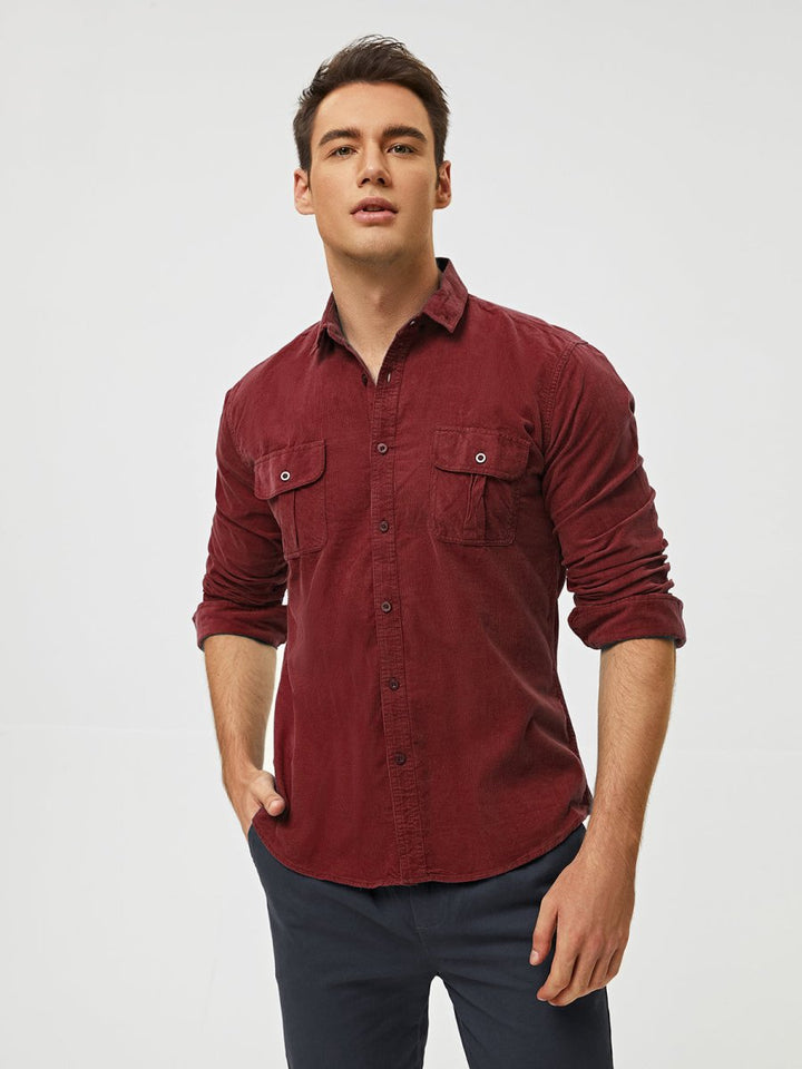 Samuel - Classic Comfortable Multi-Pocket Corduroy Long Sleeve Shirt