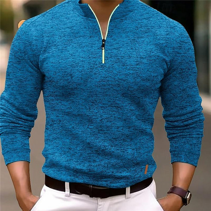 Liam - Stylish Stand Collar Long Sleeve Polo Shirt