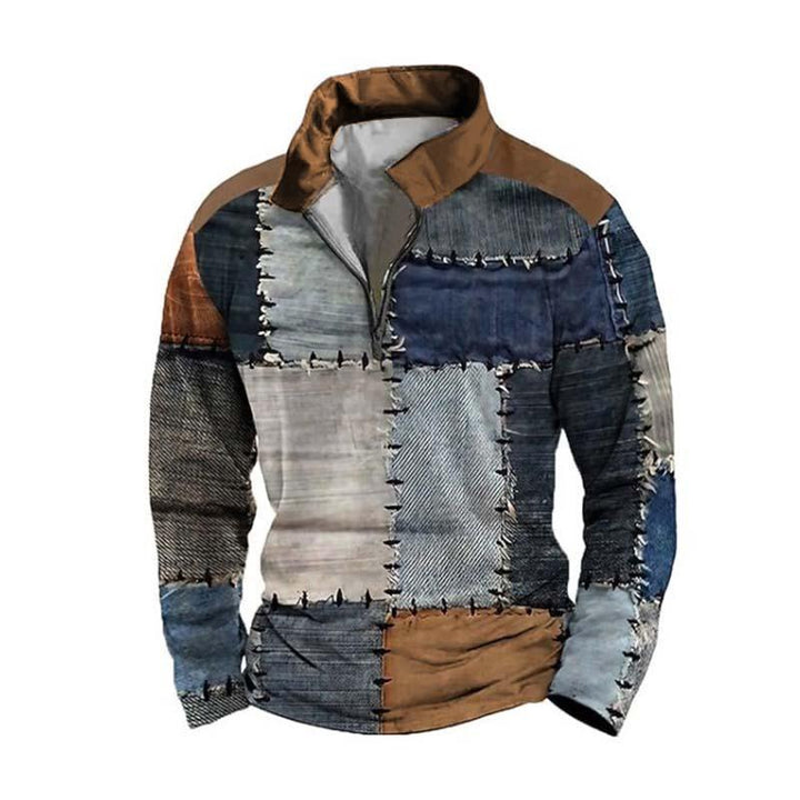 Caleb - Classic Comfortable 3D Printed Long Sleeve Polo Shirt