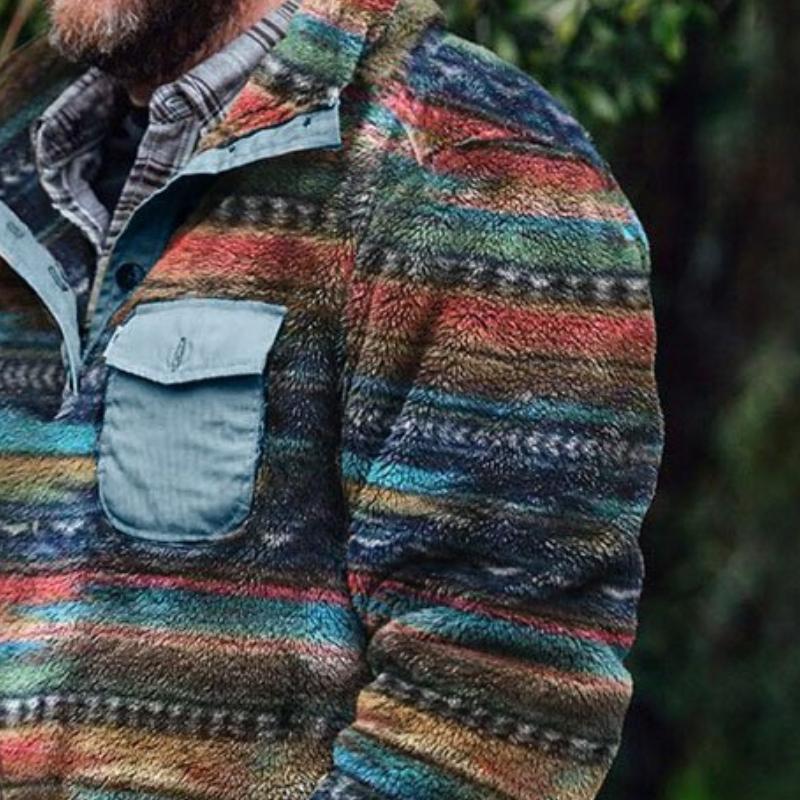 Isaac - Stylish Retro Striped Flannel Stand Collar Sweatshirt