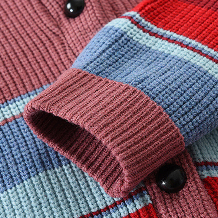 Samuel - Color Block Lapel Sweater Jacket