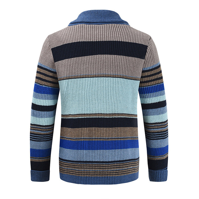 Samuel - Color Block Lapel Sweater Jacket