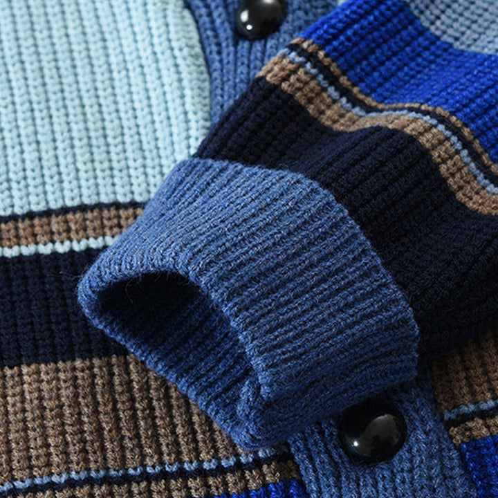Samuel - Color Block Lapel Sweater Jacket