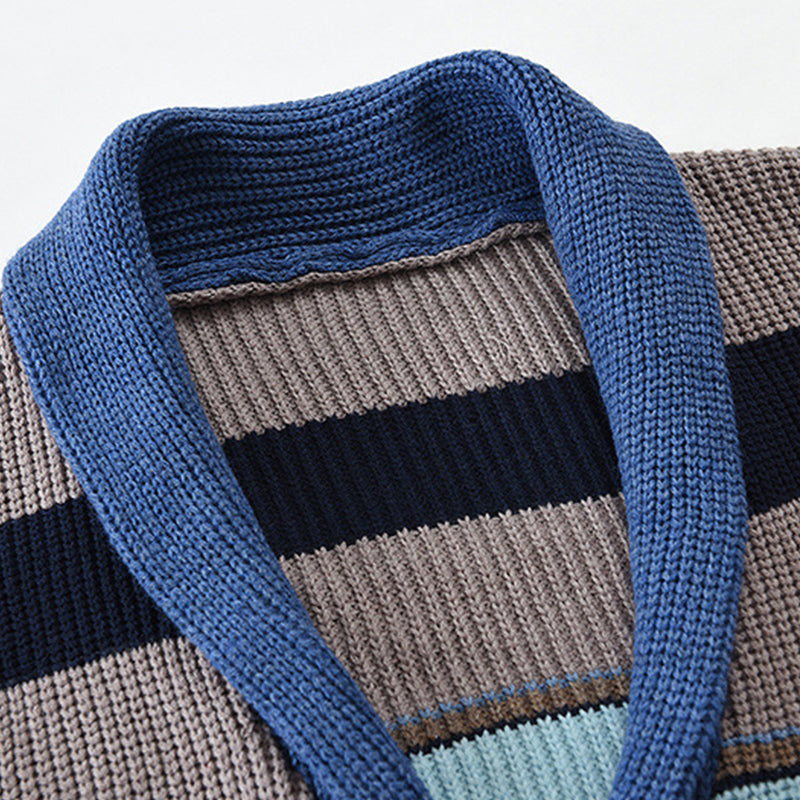 Samuel - Color Block Lapel Sweater Jacket