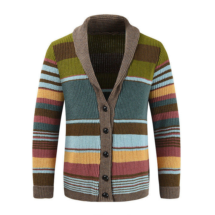 Samuel - Color Block Lapel Sweater Jacket