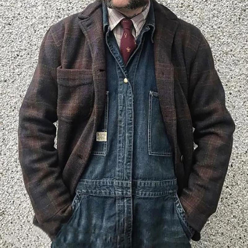 Alexander - Retro Checkered Lapel Loose Jacket