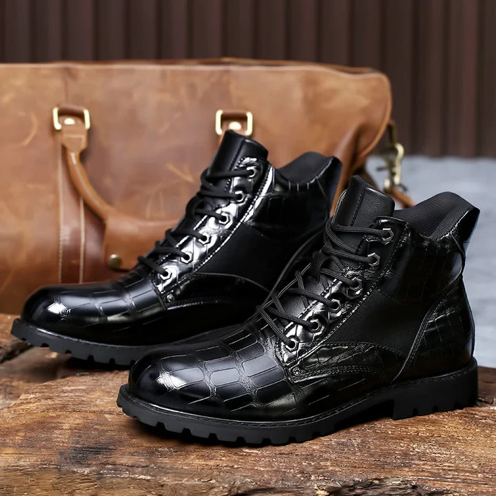 Isaac - Stylish Crocodile Leather Chelsea Boots
