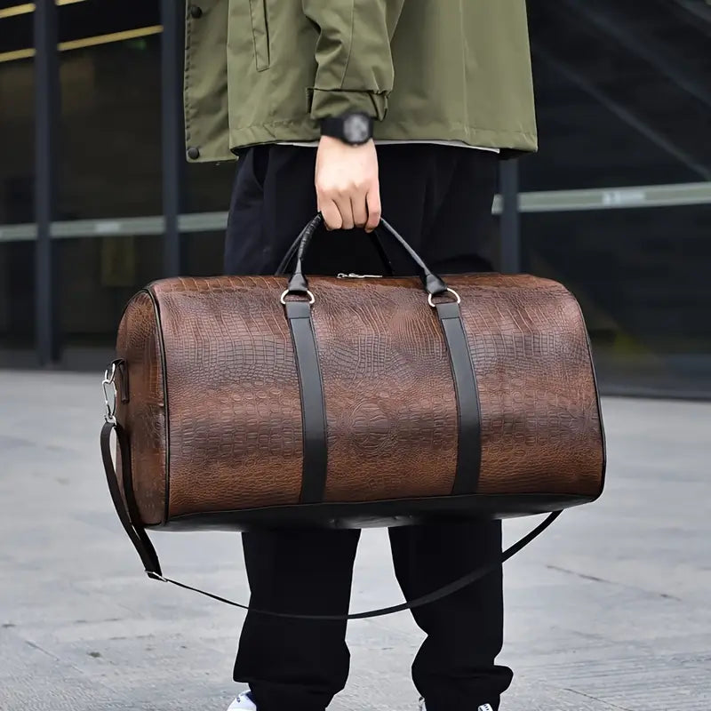 Lucas - Vintage Crocodile Pattern Duffel Bag