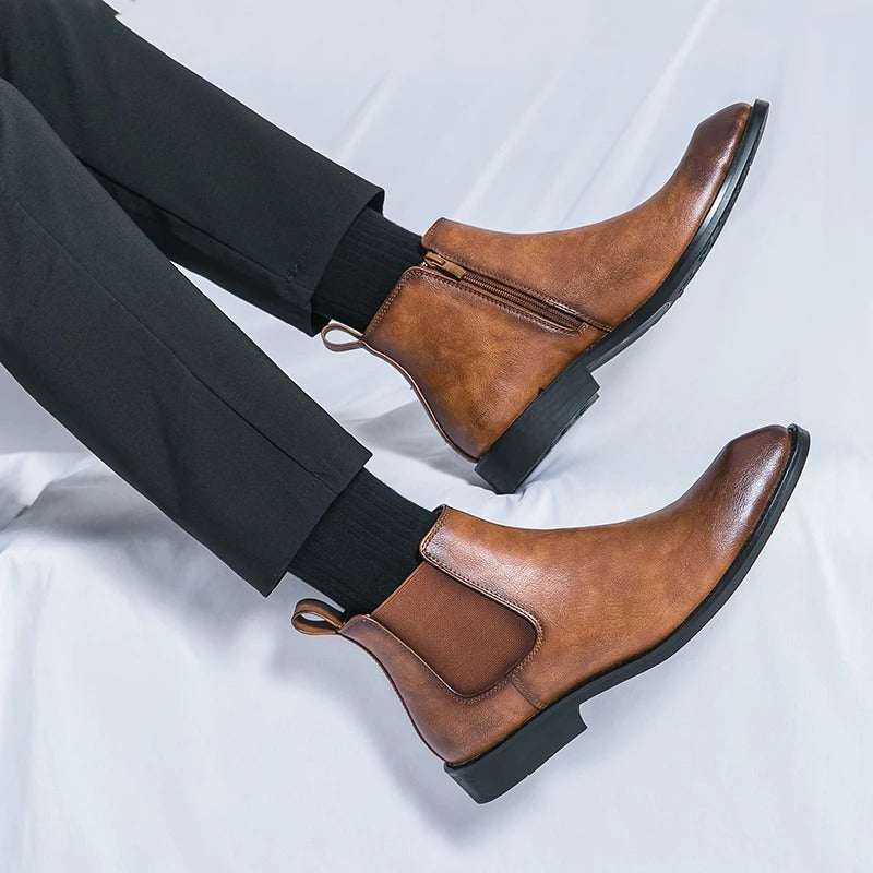Nathan - Elegant Leather Chelsea Boots with Zipper
