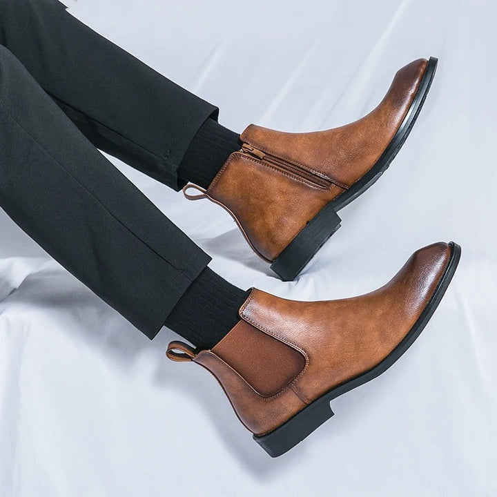 Nathan - Elegant Leather Chelsea Boots with Zipper