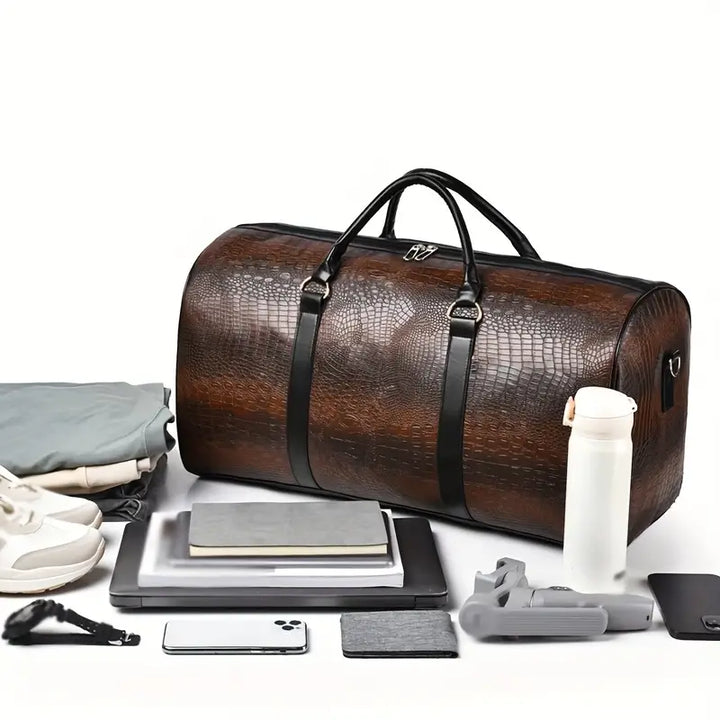 Lucas - Vintage Crocodile Pattern Duffel Bag