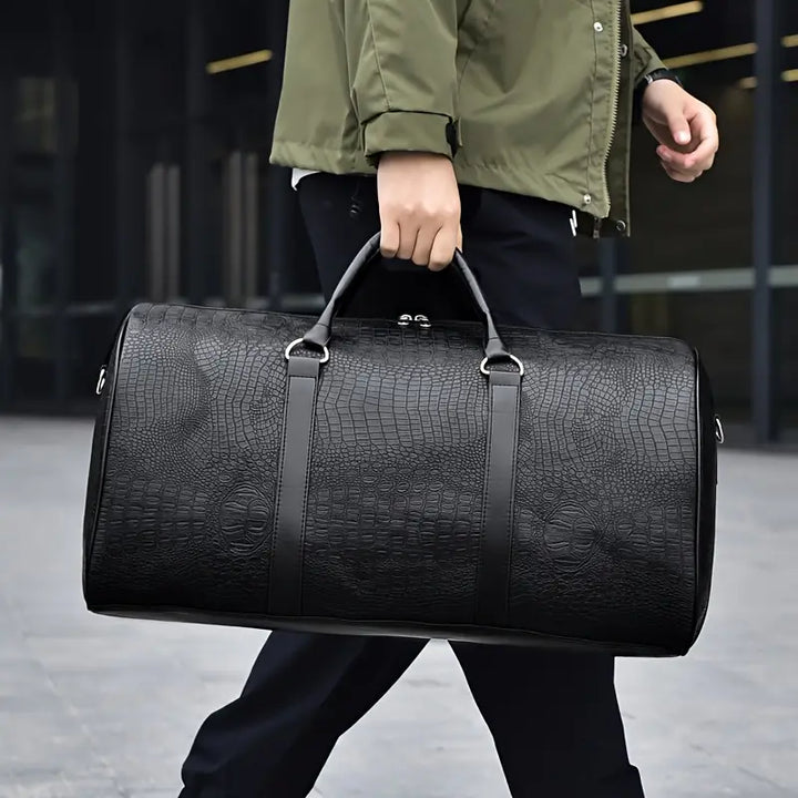 Lucas - Vintage Crocodile Pattern Duffel Bag