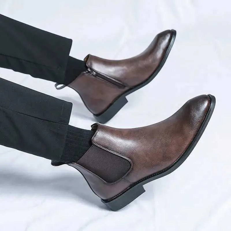 Nathan - Elegant Leather Chelsea Boots with Zipper