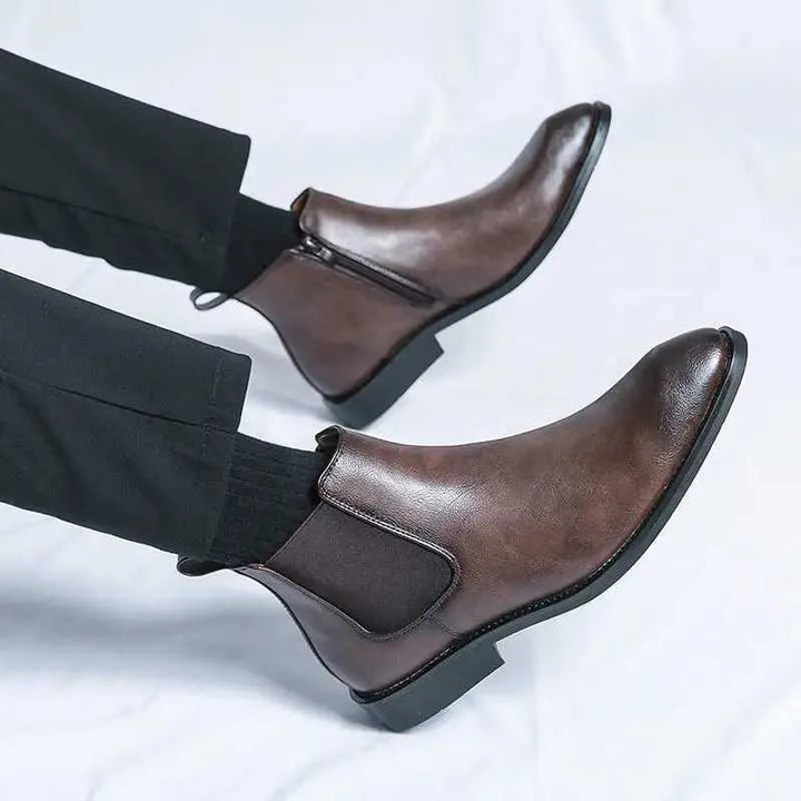 Nathan - Elegant Leather Chelsea Boots with Zipper