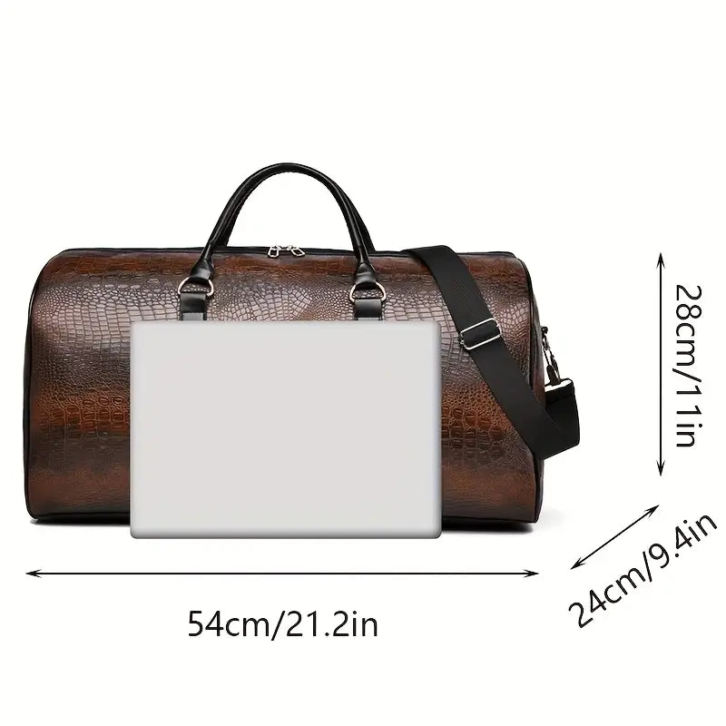Lucas - Vintage Crocodile Pattern Duffel Bag