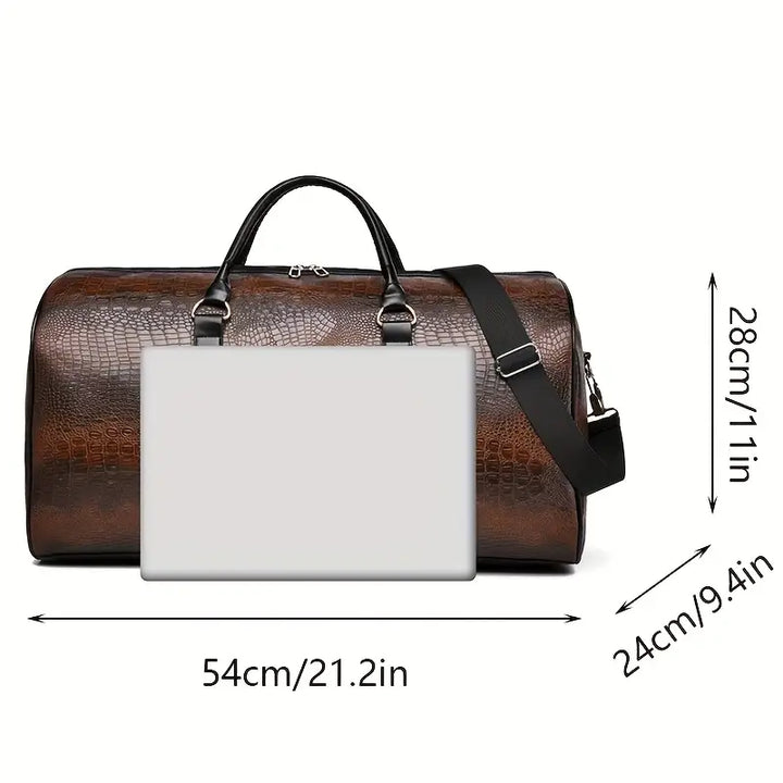Lucas - Vintage Crocodile Pattern Duffel Bag