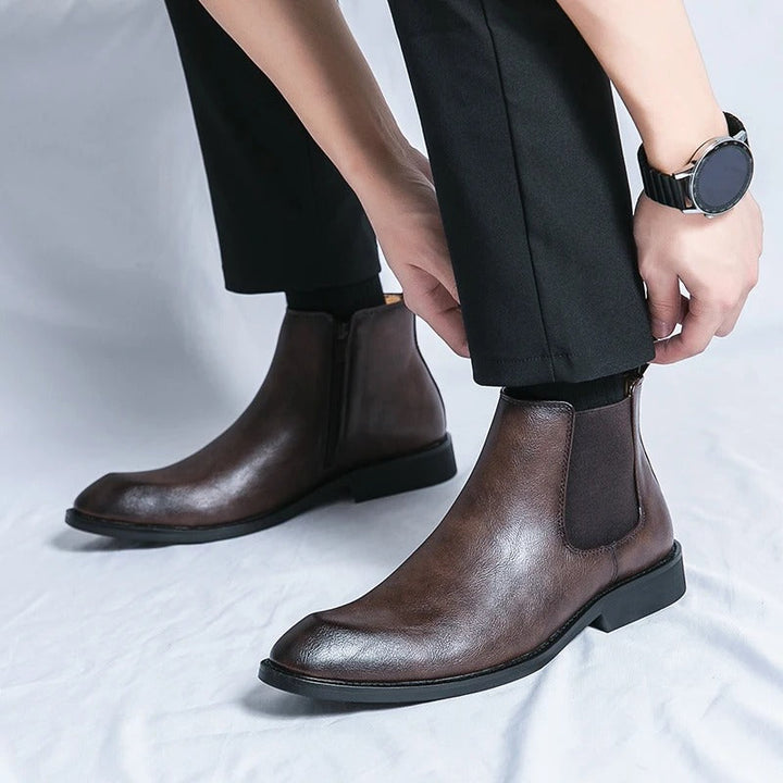 Nathan - Elegant Leather Chelsea Boots with Zipper