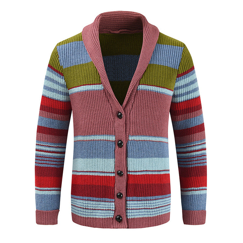 Samuel - Color Block Lapel Sweater Jacket