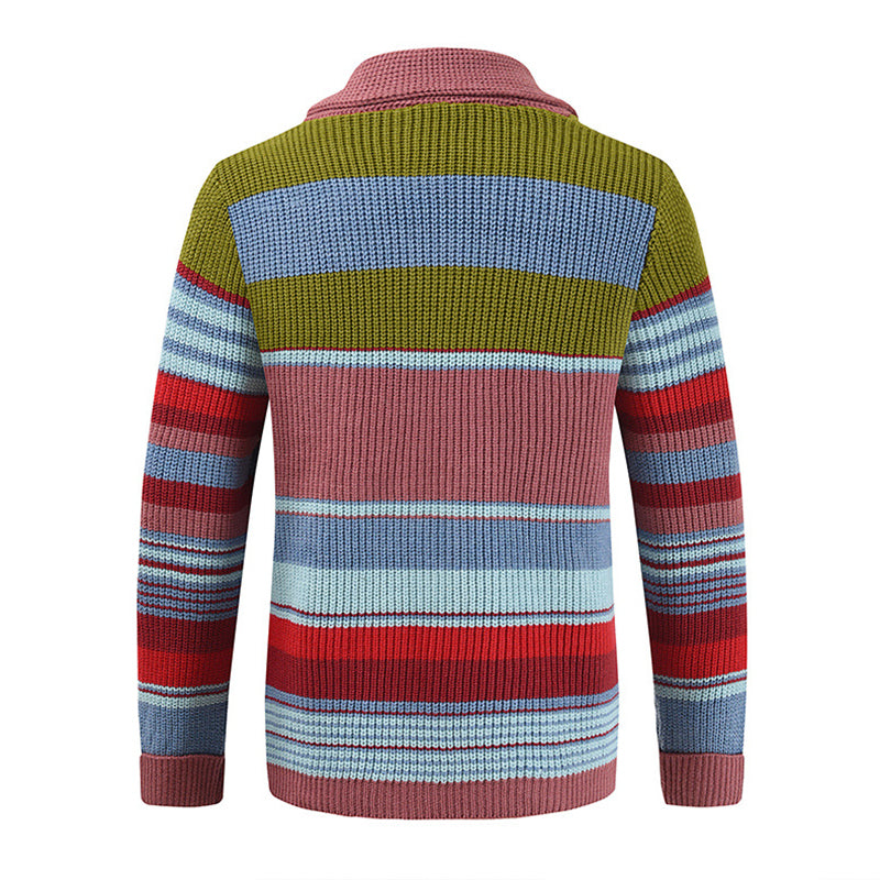 Samuel - Color Block Lapel Sweater Jacket