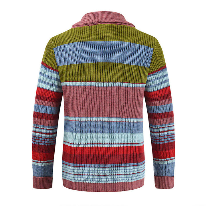 Samuel - Color Block Lapel Sweater Jacket