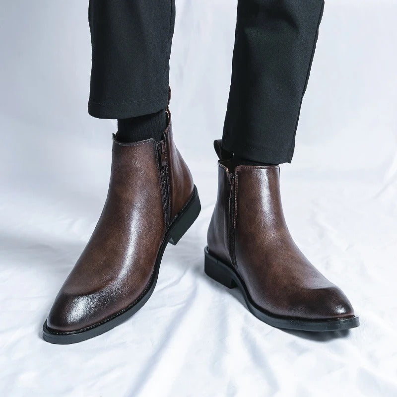 Nathan - Elegant Leather Chelsea Boots with Zipper