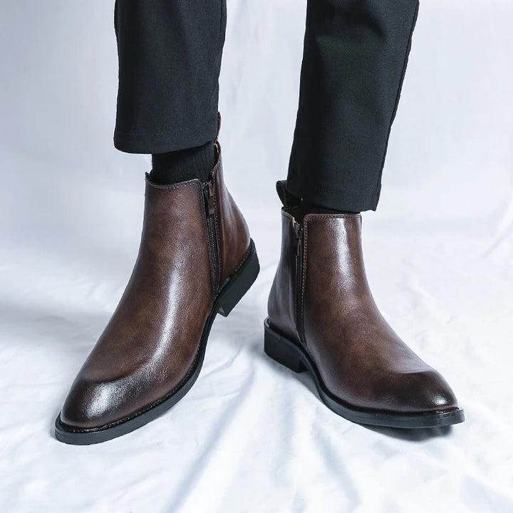Nathan - Elegant Leather Chelsea Boots with Zipper