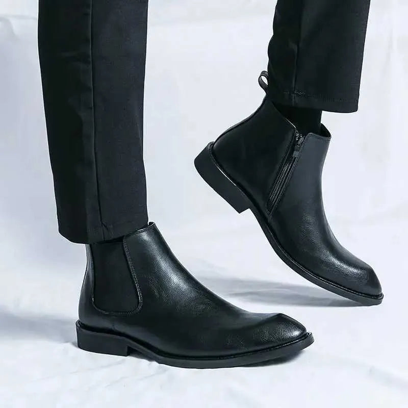 Nathan - Elegant Leather Chelsea Boots with Zipper