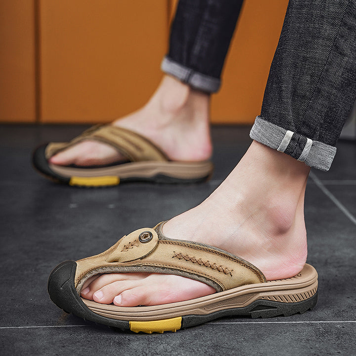 Owen - Orthopedic Protective Toe Leather Flip-flops