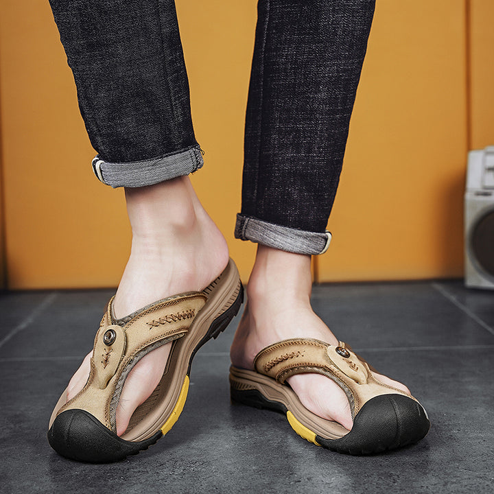 Owen - Orthopedic Protective Toe Leather Flip-flops