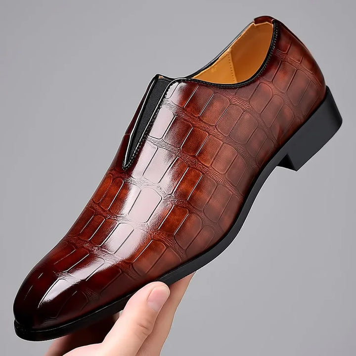 Noah - Stylish Stone Pattern Slip-on Leather Loafers