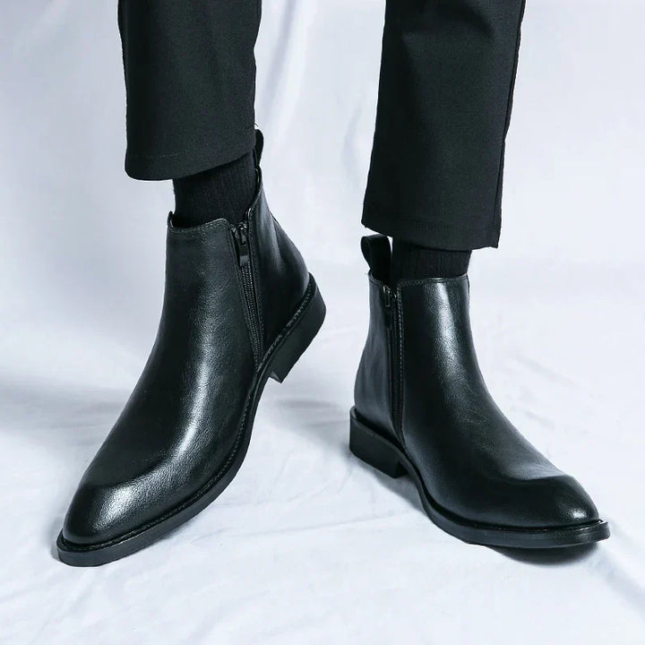 Nathan - Elegant Leather Chelsea Boots with Zipper