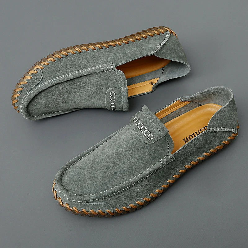 Eli - Stylish Suede Leather Loafers with Handmade Details