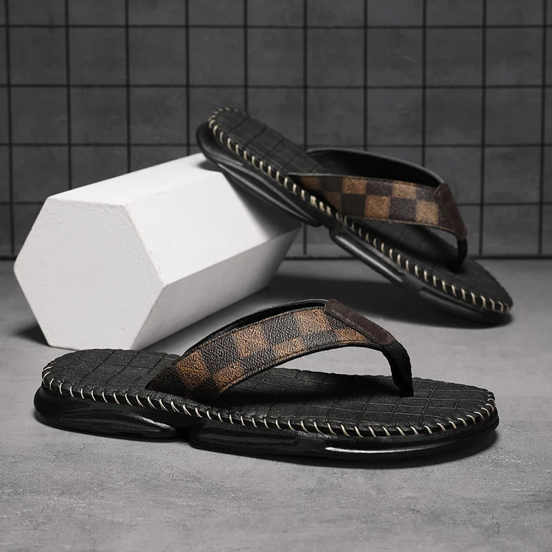 James - Elegant Summer Leather Flip Flops