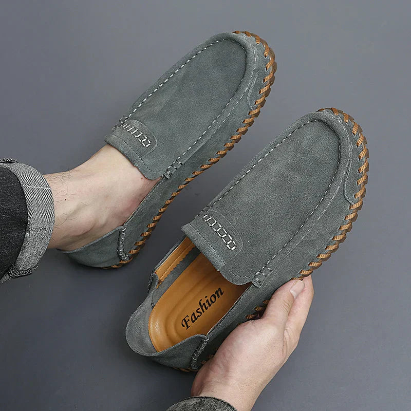 Eli - Stylish Suede Leather Loafers with Handmade Details
