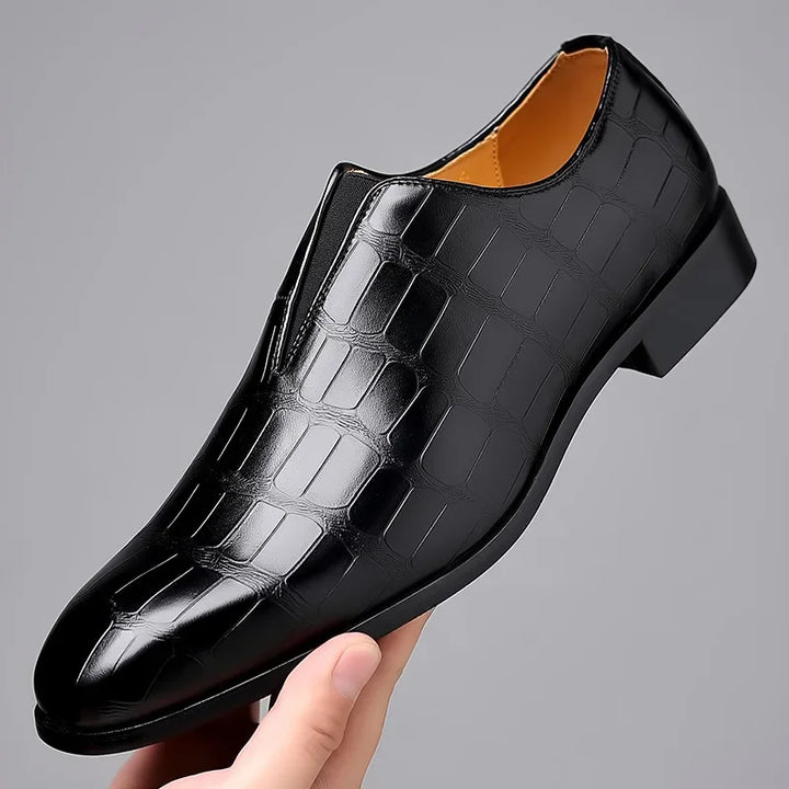 Noah - Stylish Stone Pattern Slip-on Leather Loafers