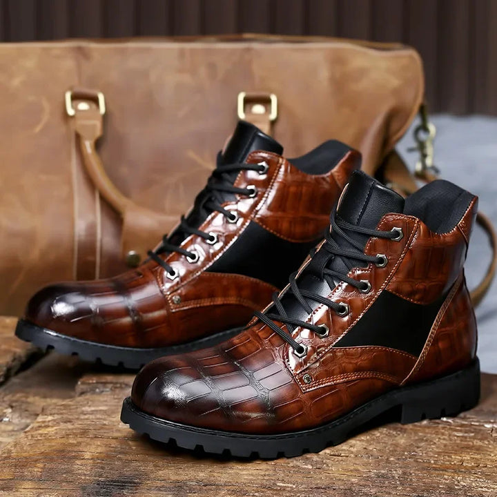 Isaac - Stylish Crocodile Leather Chelsea Boots