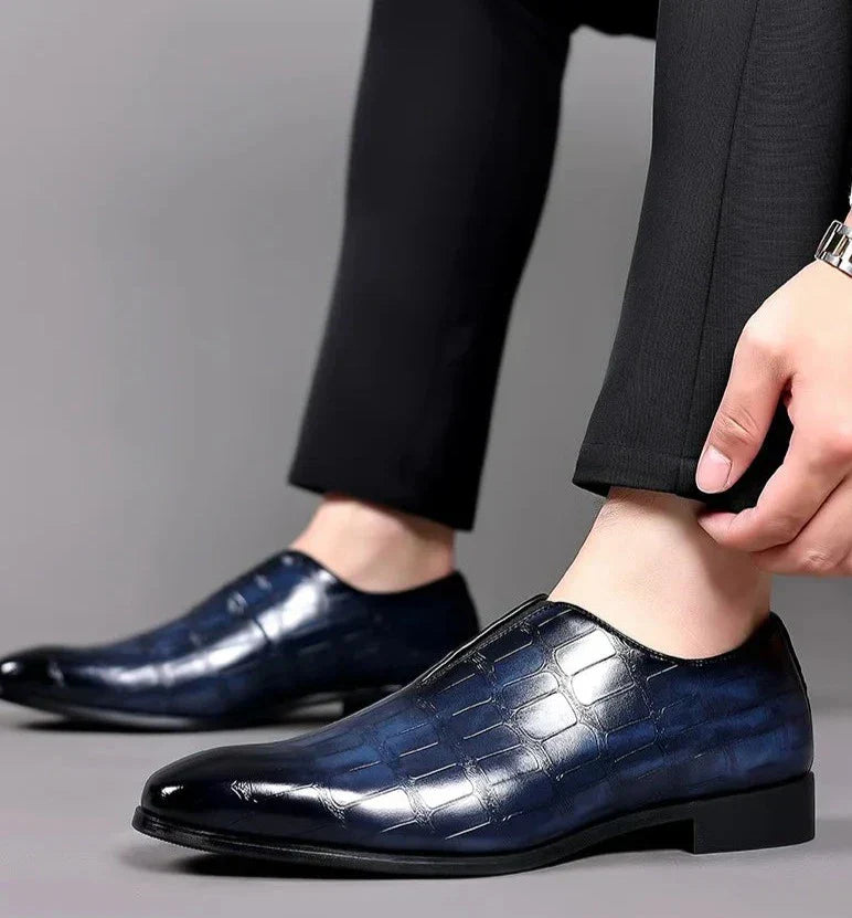 Noah - Stylish Stone Pattern Slip-on Leather Loafers