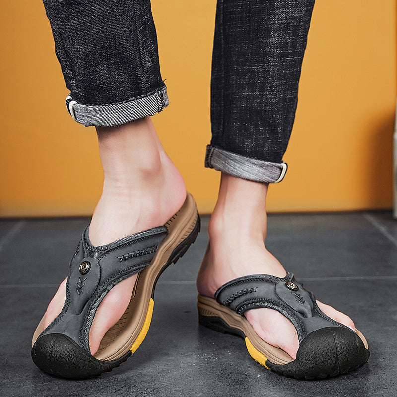 Owen - Orthopedic Protective Toe Leather Flip-flops