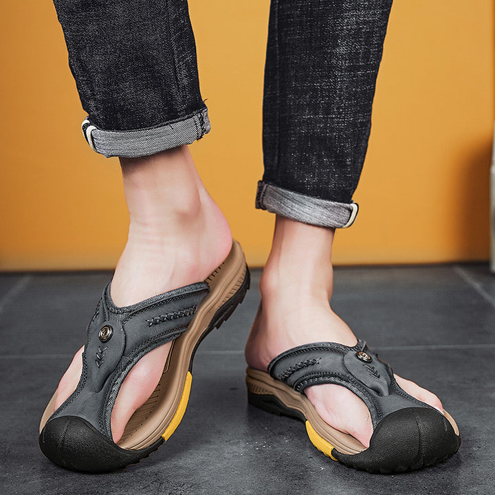 Owen - Orthopedic Protective Toe Leather Flip-flops