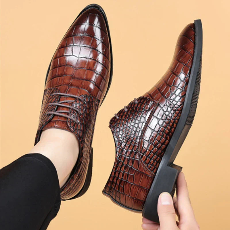 Lucas - Stylish Crocodile Pattern Vegan Leather Shoes