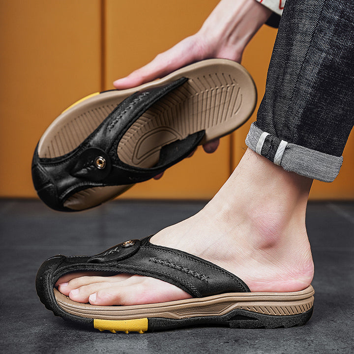 Owen - Orthopedic Protective Toe Leather Flip-flops