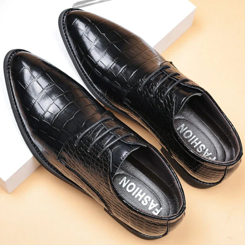 Lucas - Stylish Crocodile Pattern Vegan Leather Shoes