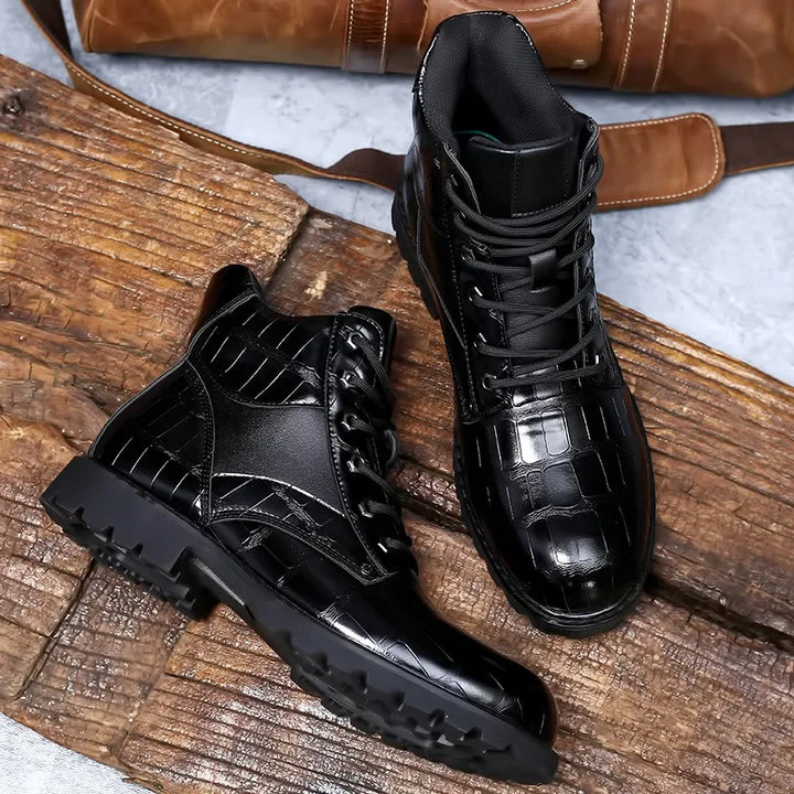 Isaac - Stylish Crocodile Leather Chelsea Boots