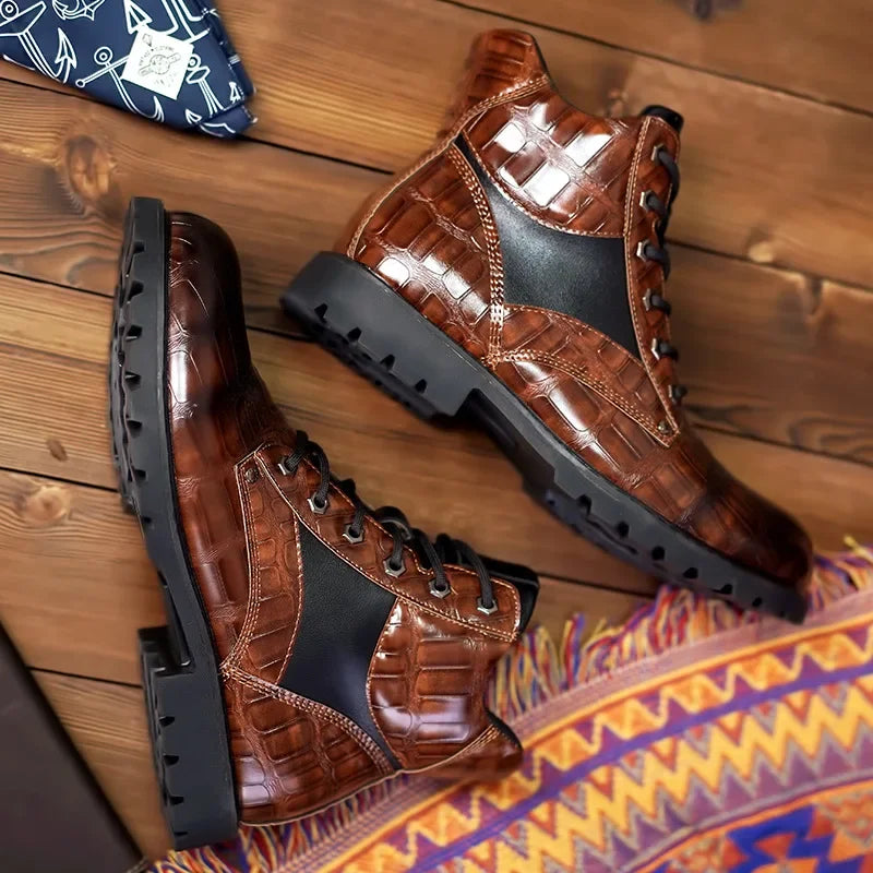 Isaac - Stylish Crocodile Leather Chelsea Boots