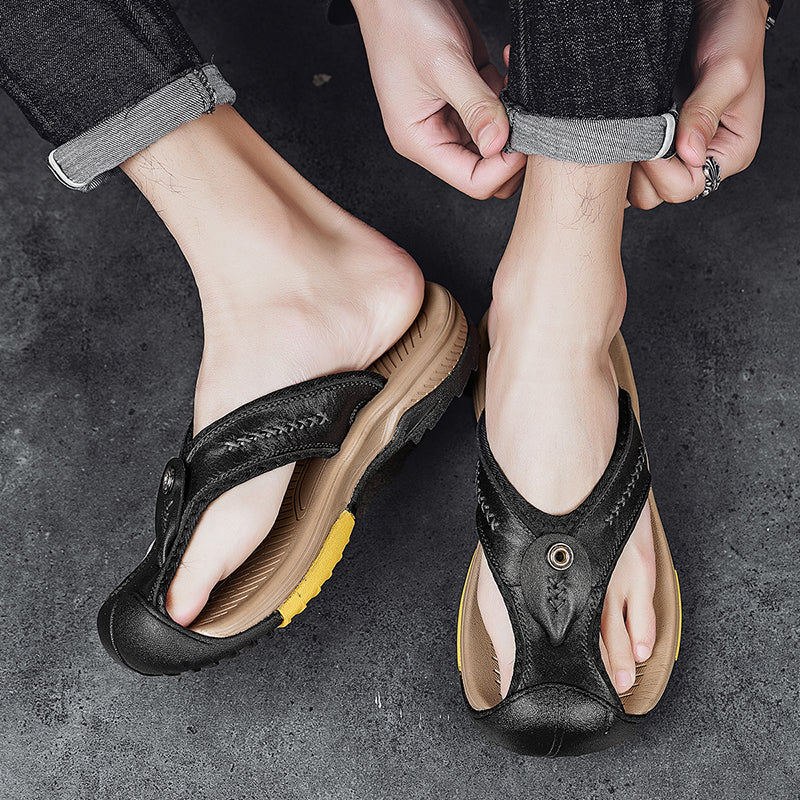 Owen - Orthopedic Protective Toe Leather Flip-flops