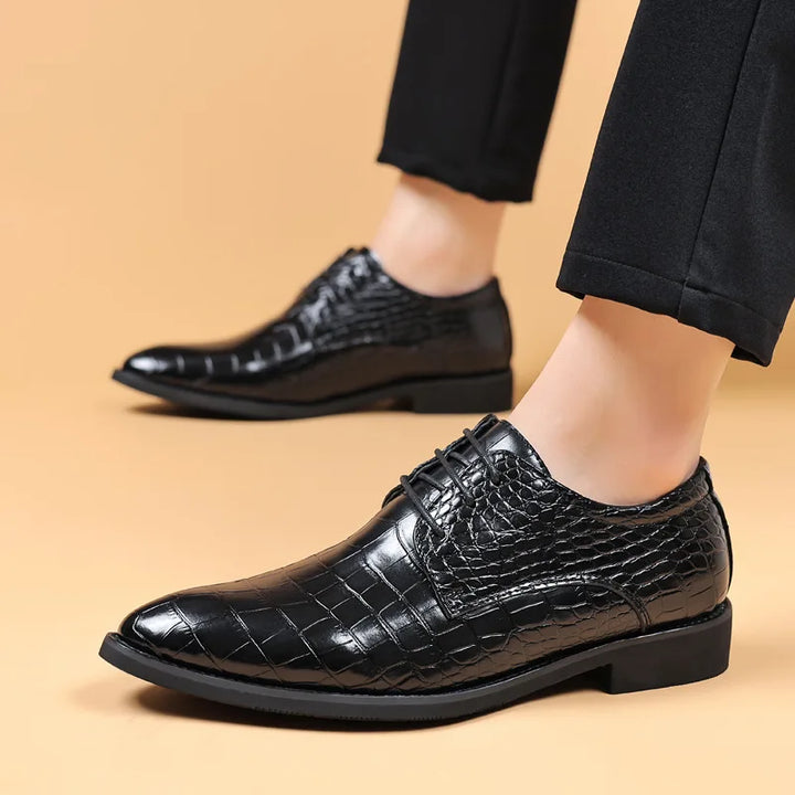Lucas - Stylish Crocodile Pattern Vegan Leather Shoes