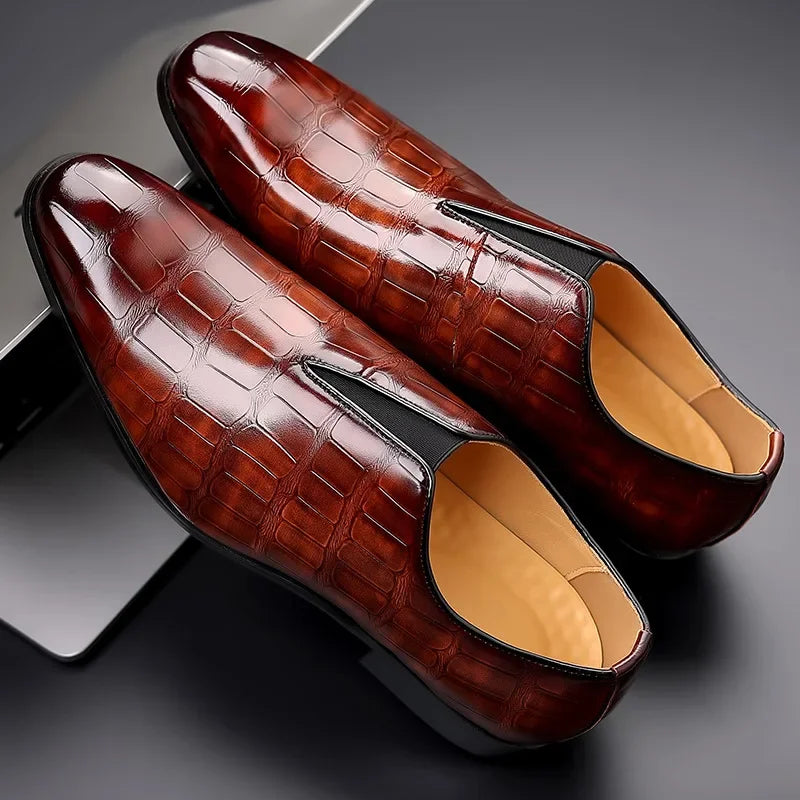 Noah - Stylish Stone Pattern Slip-on Leather Loafers